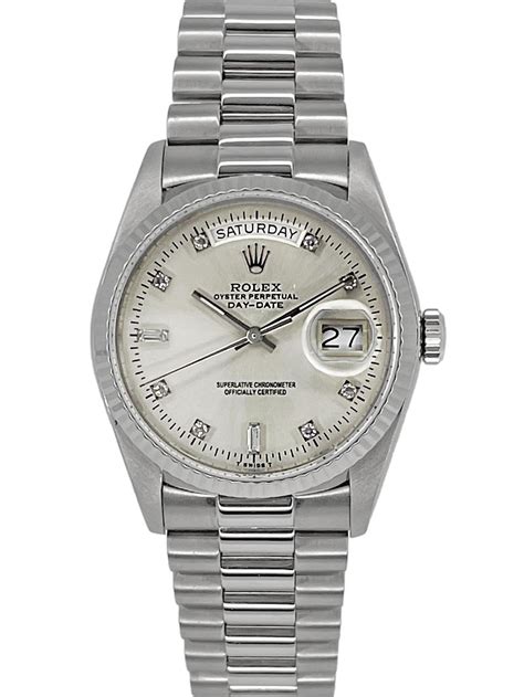 rolex day date silver diamond|rolex day date silver.